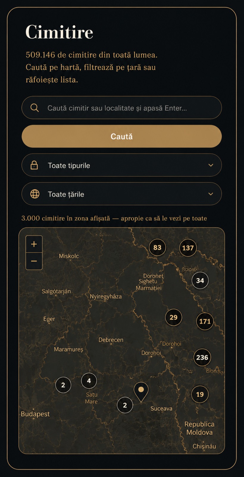 Explorează cimitirele pe hartă