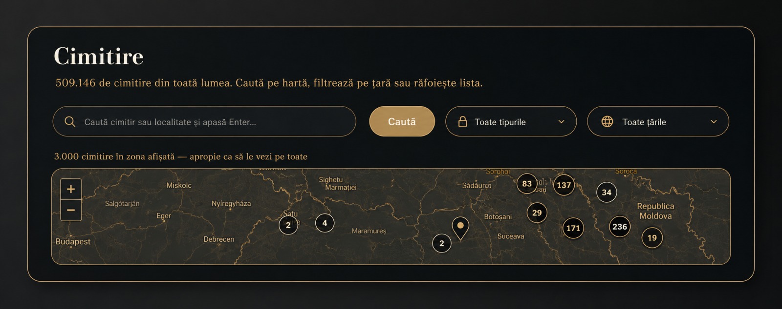 Explorează cimitirele pe hartă